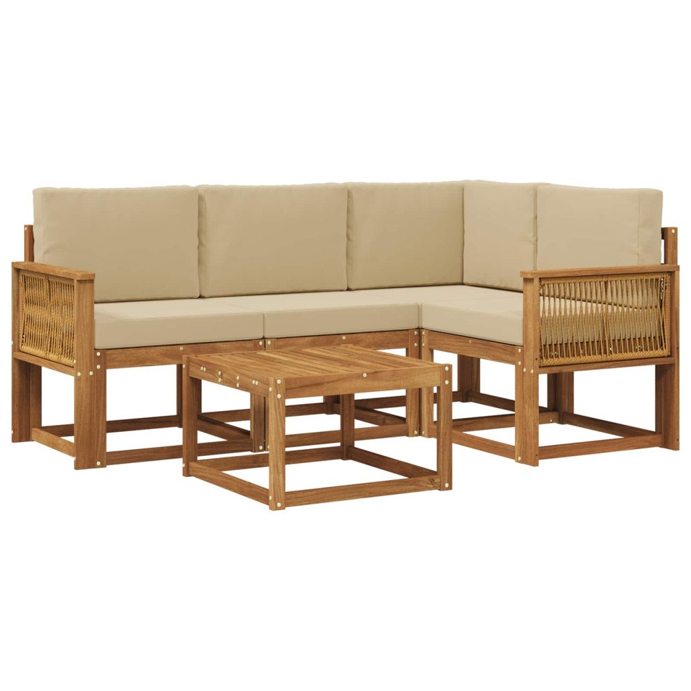 vidaXL Utomhussoffset 5 pcs Naturlig och Beige Polyester