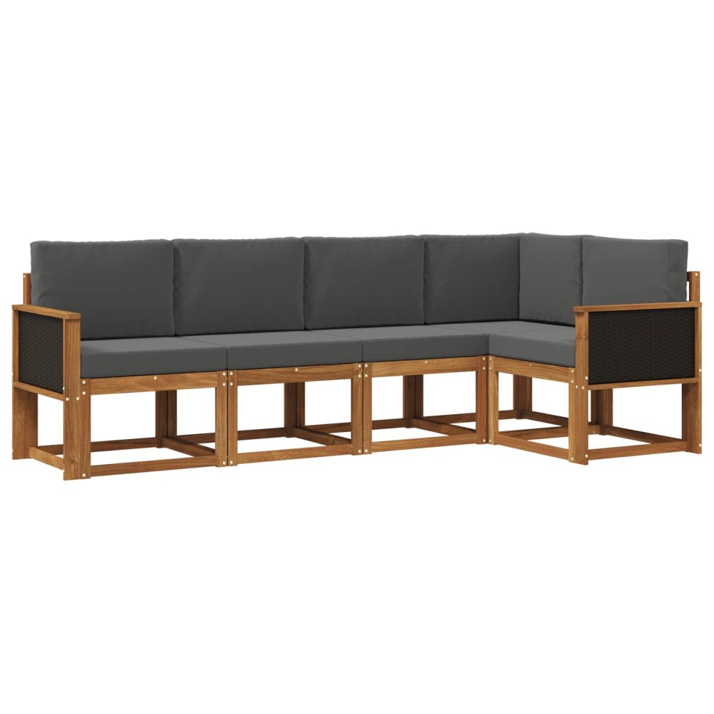 vidaXL Utomhussoffset 5 pcs Naturlig och Antracit Polyester