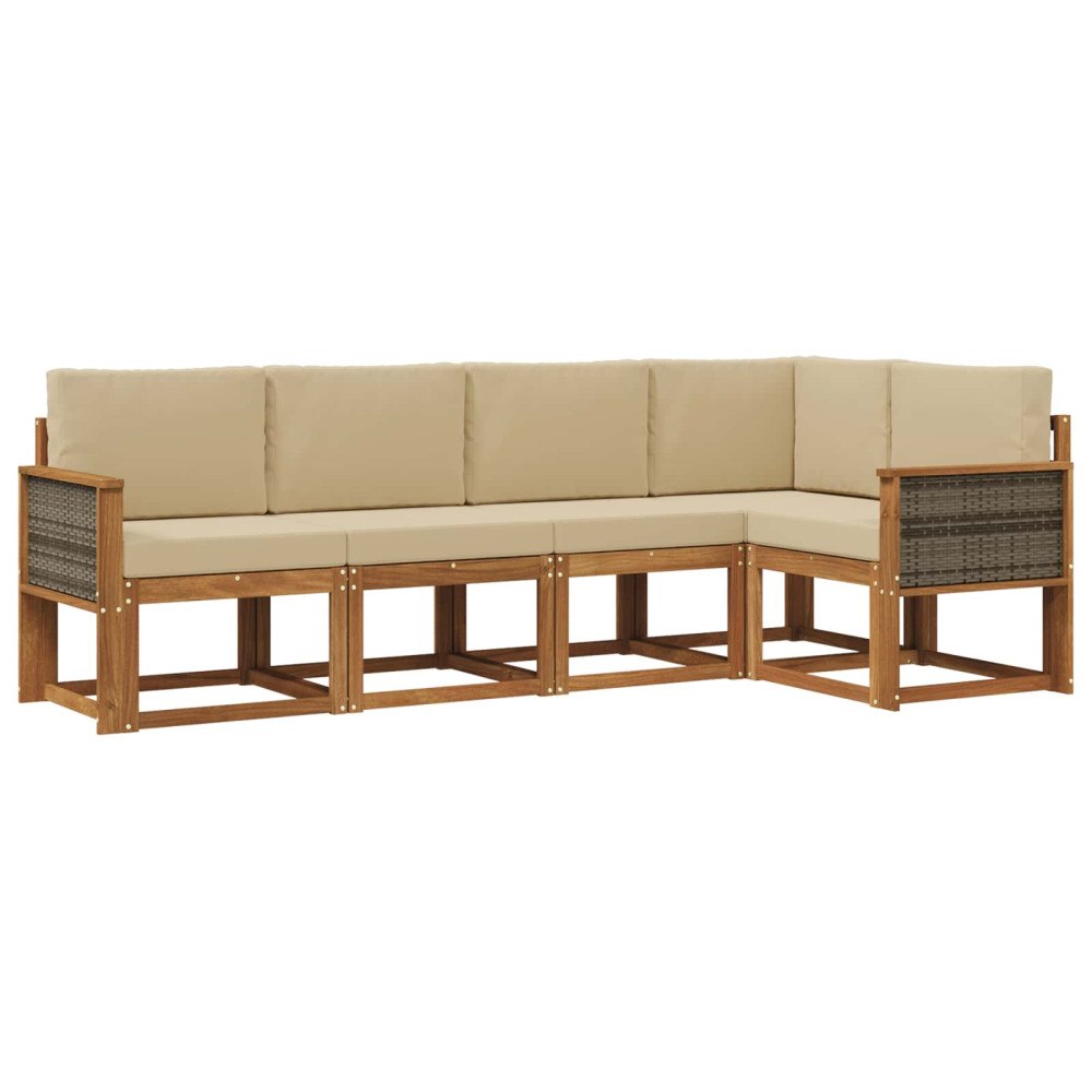 vidaXL Utomhussoffset 5 pcs Naturlig och Beige Polyester