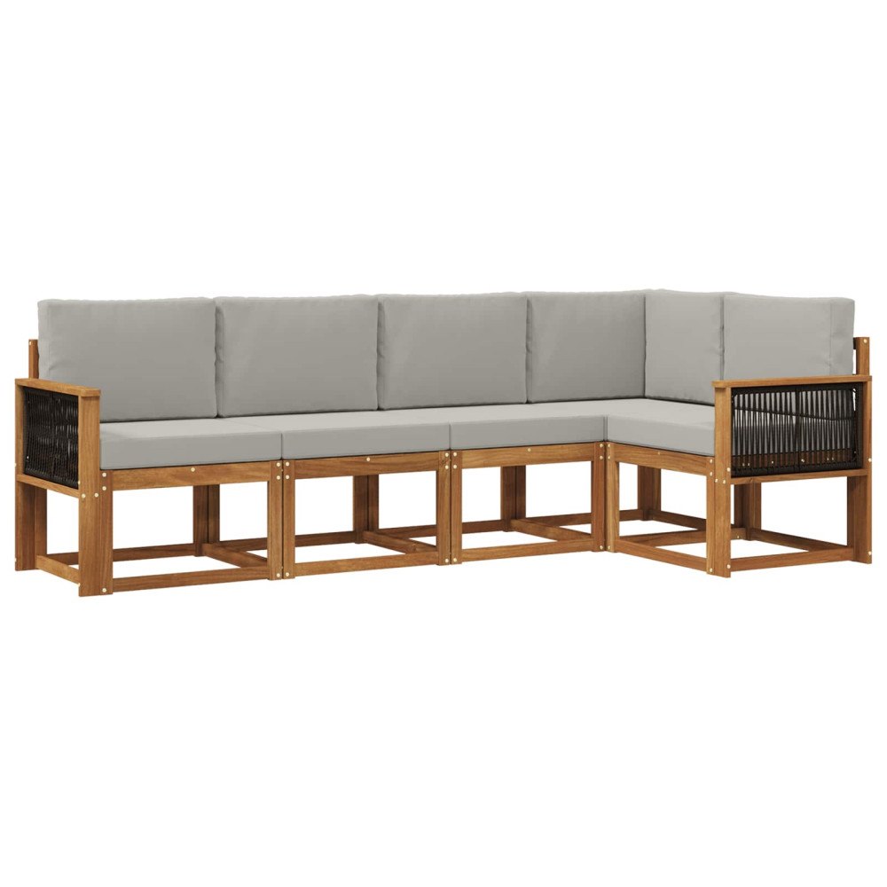 vidaXL Utomhussoffset 5 pcs Naturlig och ljusgrå Polyester