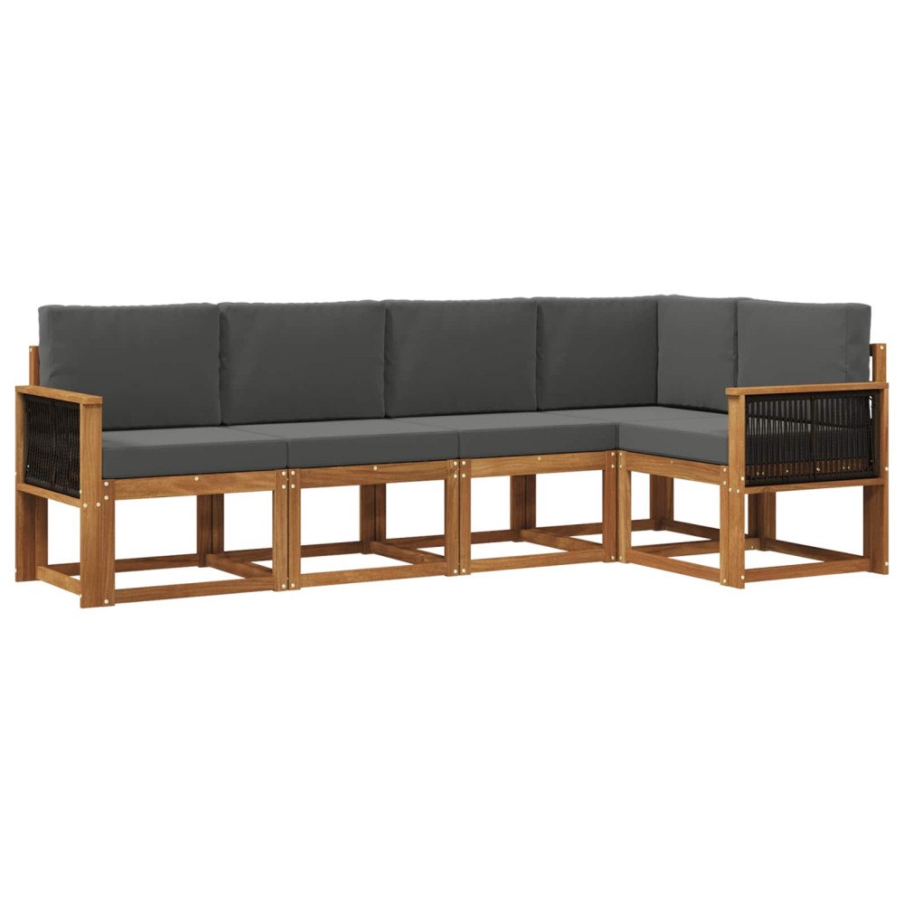 vidaXL Utomhussoffset 5 pcs Naturlig och Antracit Polyester