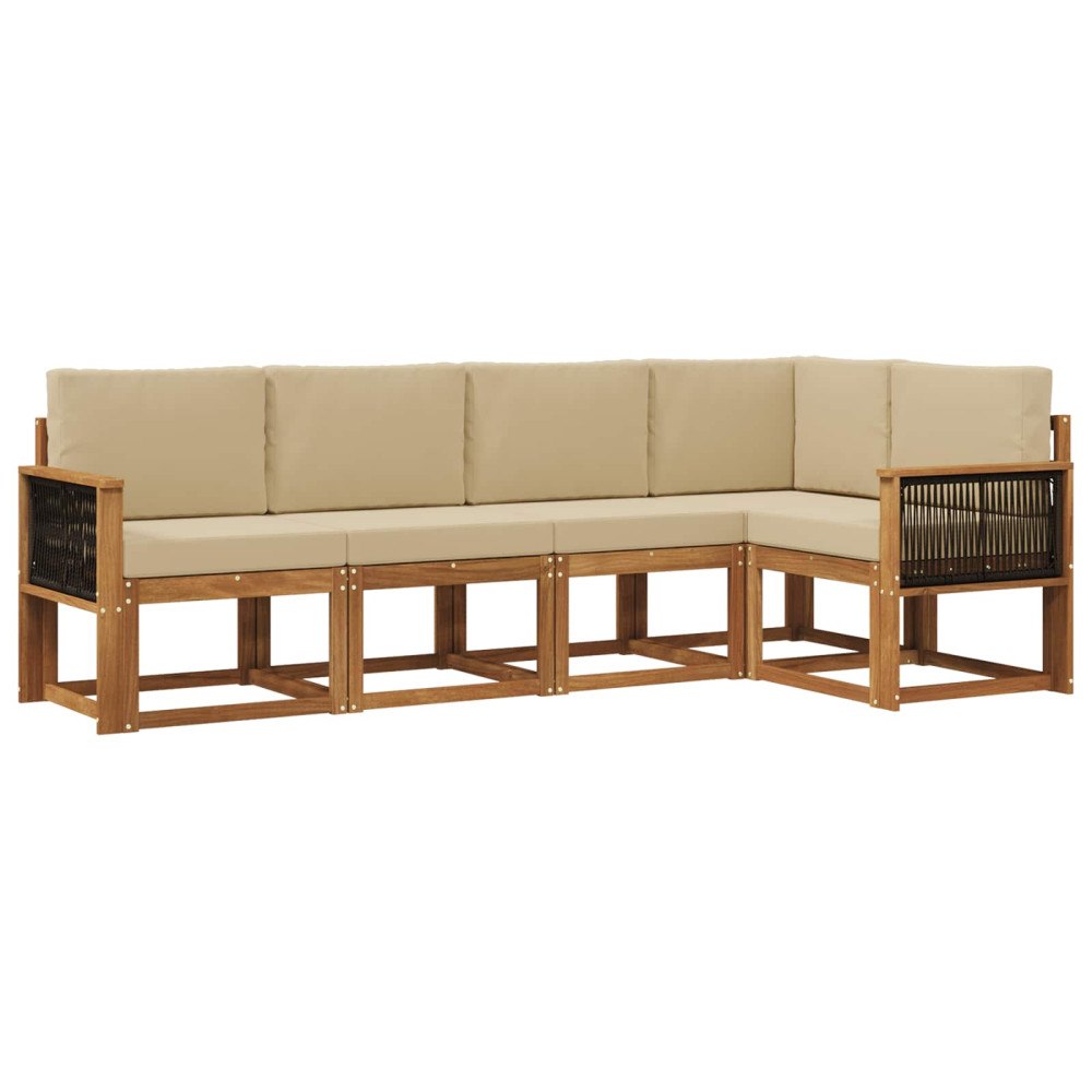 vidaXL Utomhussoffset 5 pcs Naturlig och Beige Polyester
