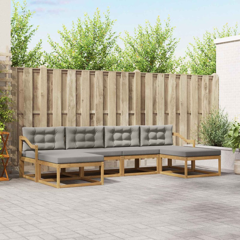 vidaXL Utomhussoffset 6 st Vit och ljusgrå