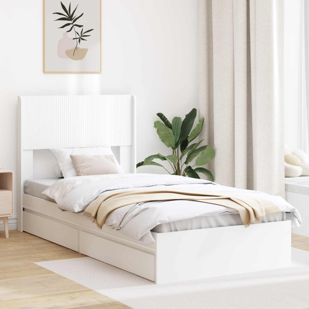 vidaXL Sängram med förvaring och huvudgavel Vit 75 x 190 cm