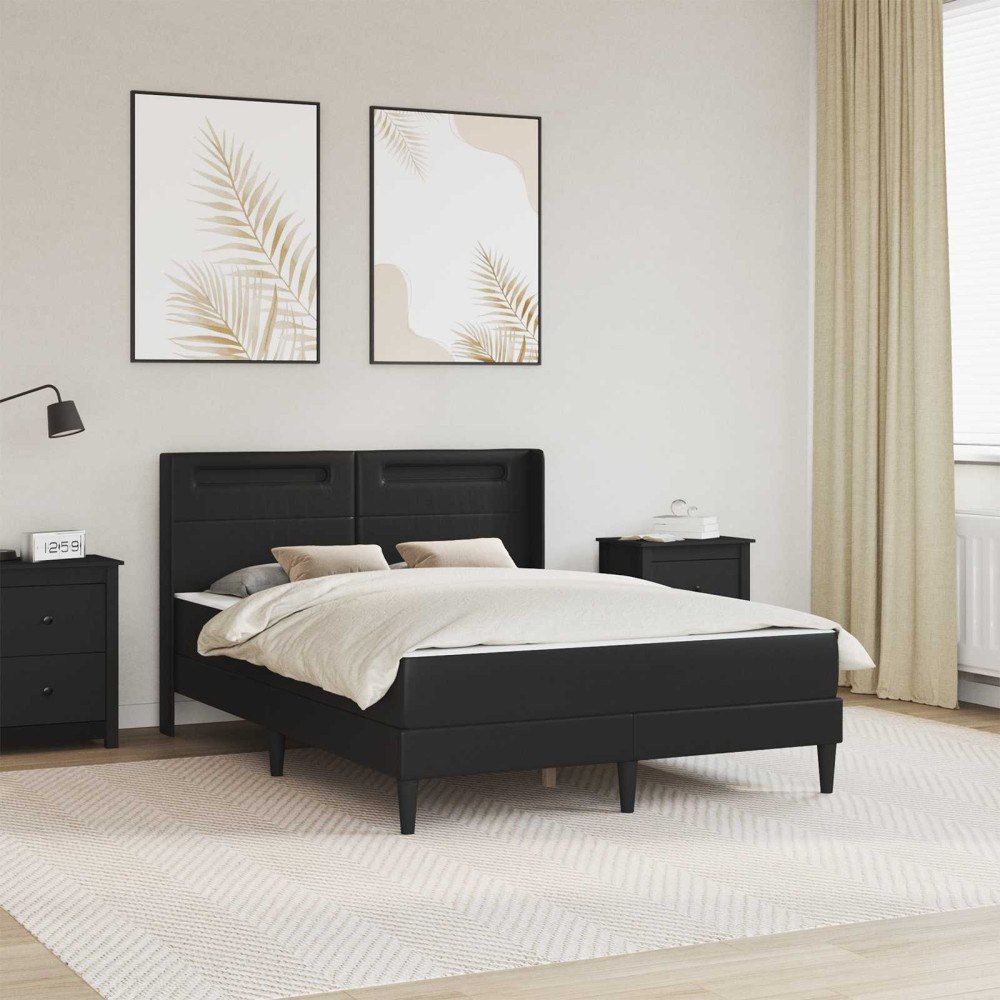 vidaXL Sängram med madrass Svart 120 x 190 cm Konstläder