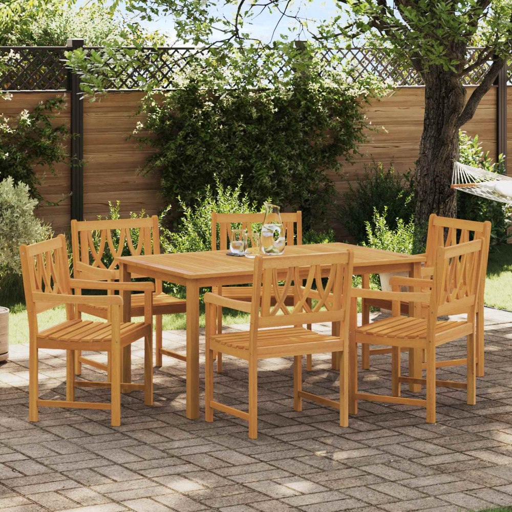 vidaXL Utomhusbänk 6 pcs Naturlig 56 x 55,5 x 90 cm Massivt Akaciaträ