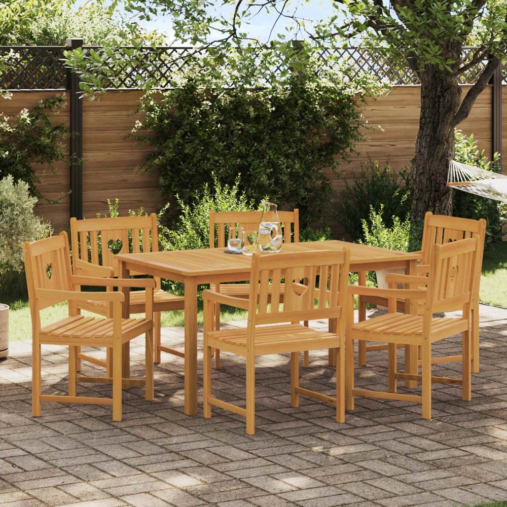 vidaXL Utomhusbänk 6 pcs Naturlig 56 x 55,5 x 90 cm Massivt Akaciaträ