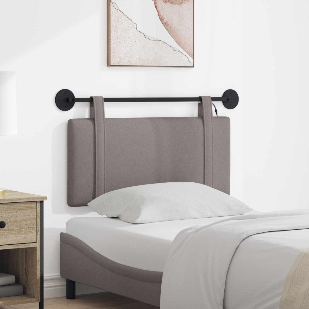 vidaXL Hängande sänggavel Med LED-lampa Taupe Tyg