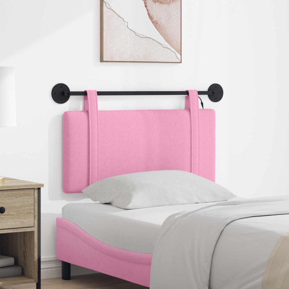 vidaXL Hängande sänggavel Med LED-lampa Rosa Tyg