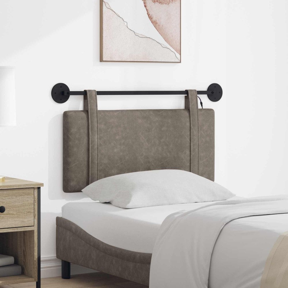 vidaXL Hängande sänggavel Med LED-lampa Grå Antik PU