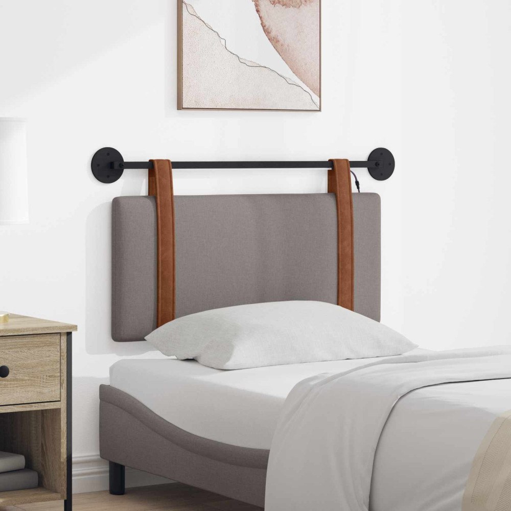 vidaXL Hängande sänggavel Med LED-lampa Taupe Antik PU