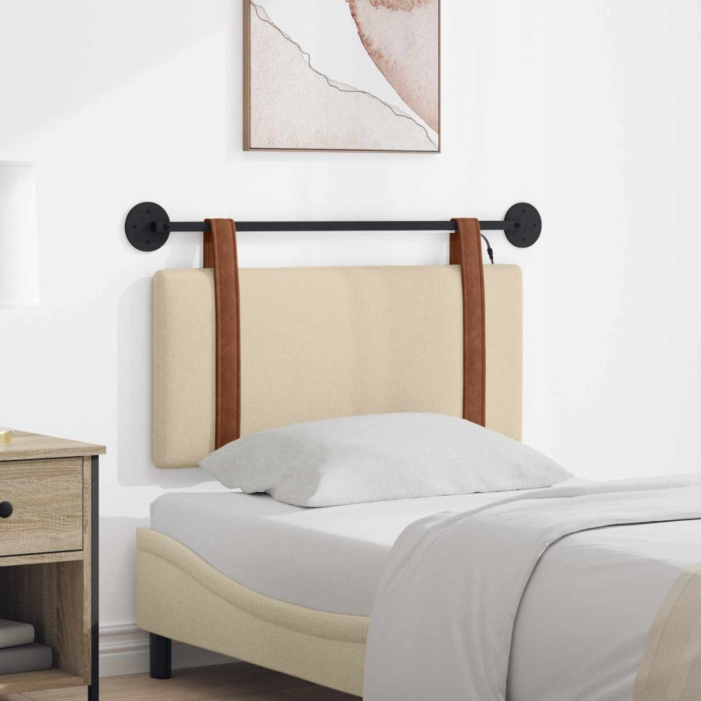 vidaXL Hängande sänggavel Med LED-lampa Gräddvit Antik PU