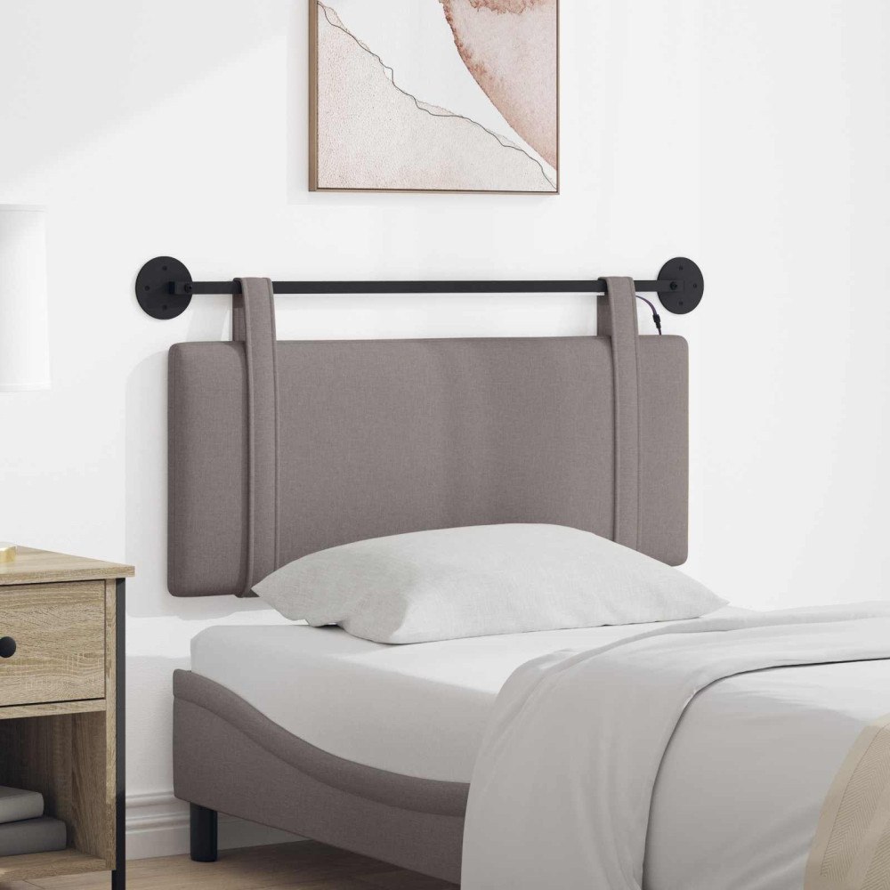vidaXL Hängande sänggavel Med LED-lampa Taupe Tyg