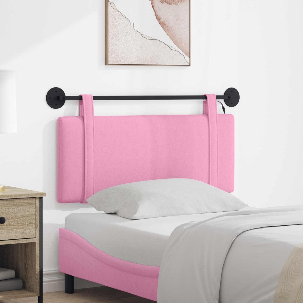 vidaXL Hängande sänggavel Med LED-lampa Rosa Tyg