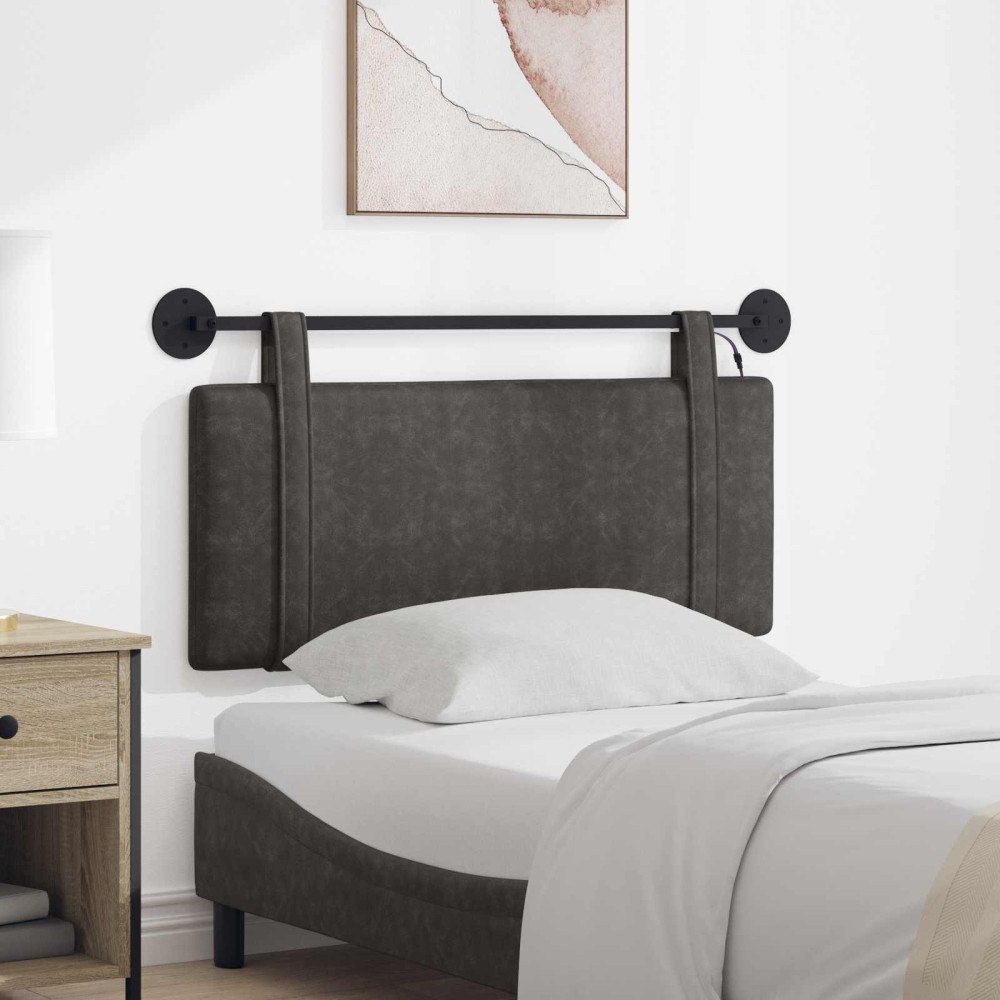 vidaXL Hängande sänggavel Med LED-lampa Svart Antik PU