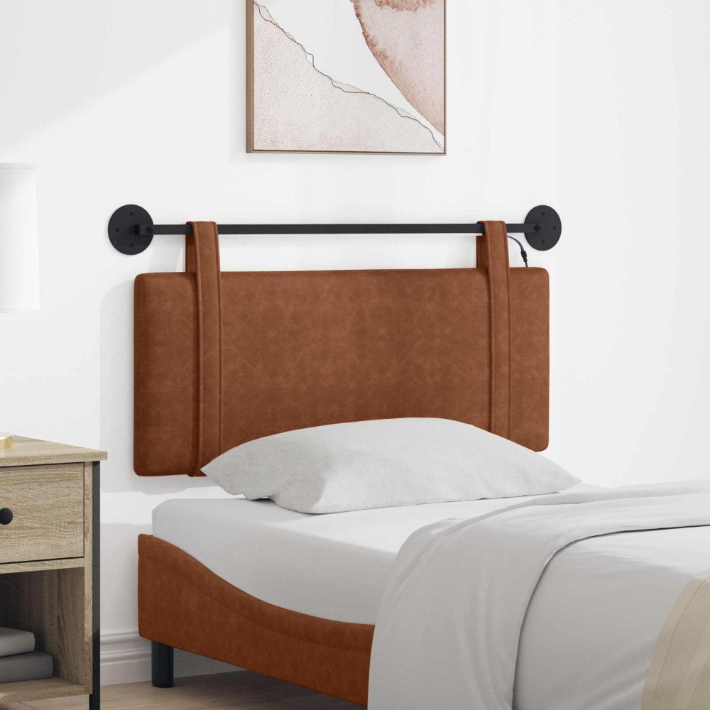 vidaXL Hängande sänggavel Med LED-lampa Brun Antik PU
