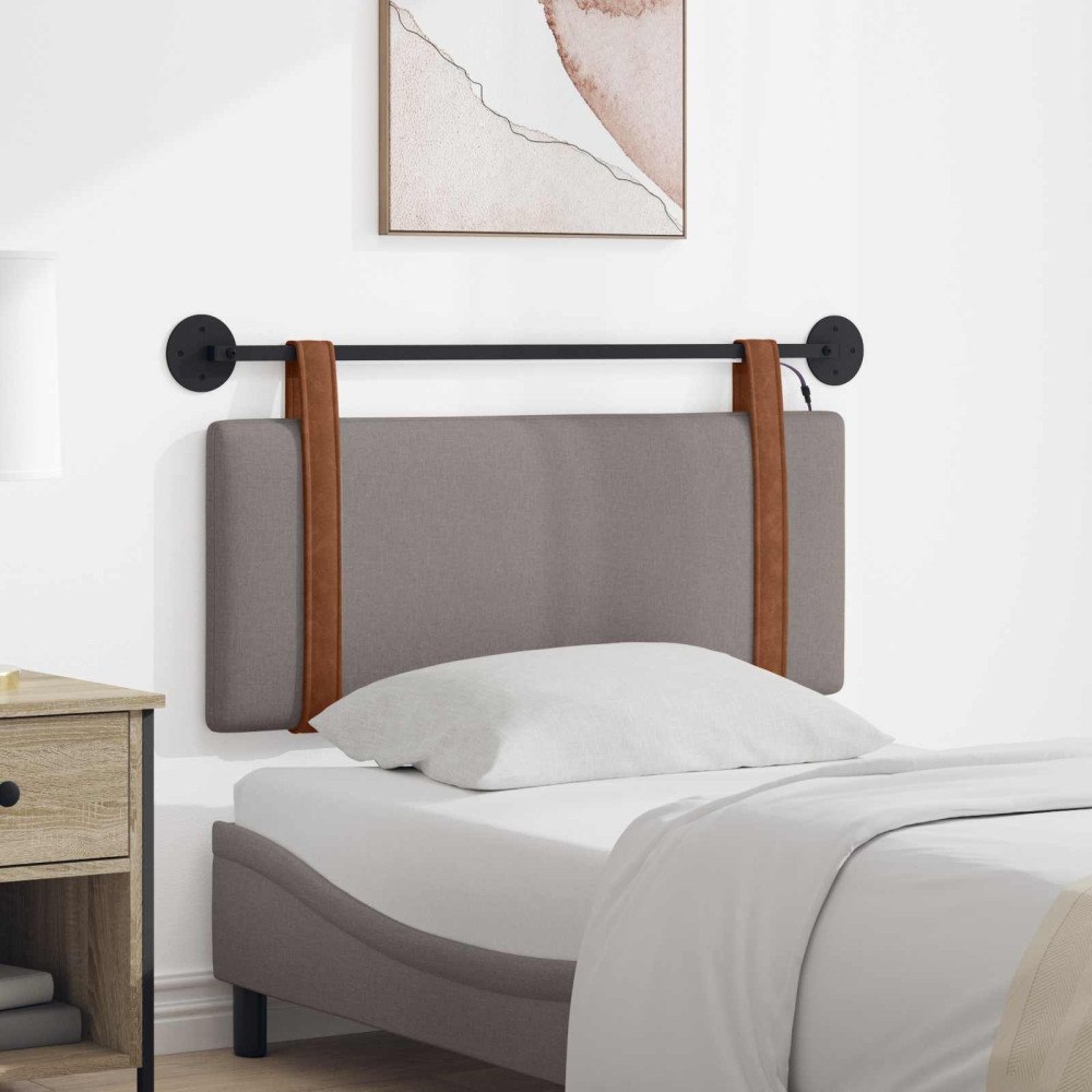 vidaXL Hängande sänggavel Med LED-lampa Taupe Antik PU