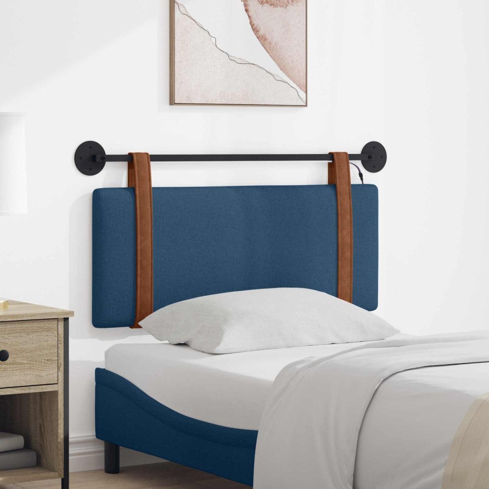 vidaXL Hängande sänggavel Med LED-lampa Blå Antik PU
