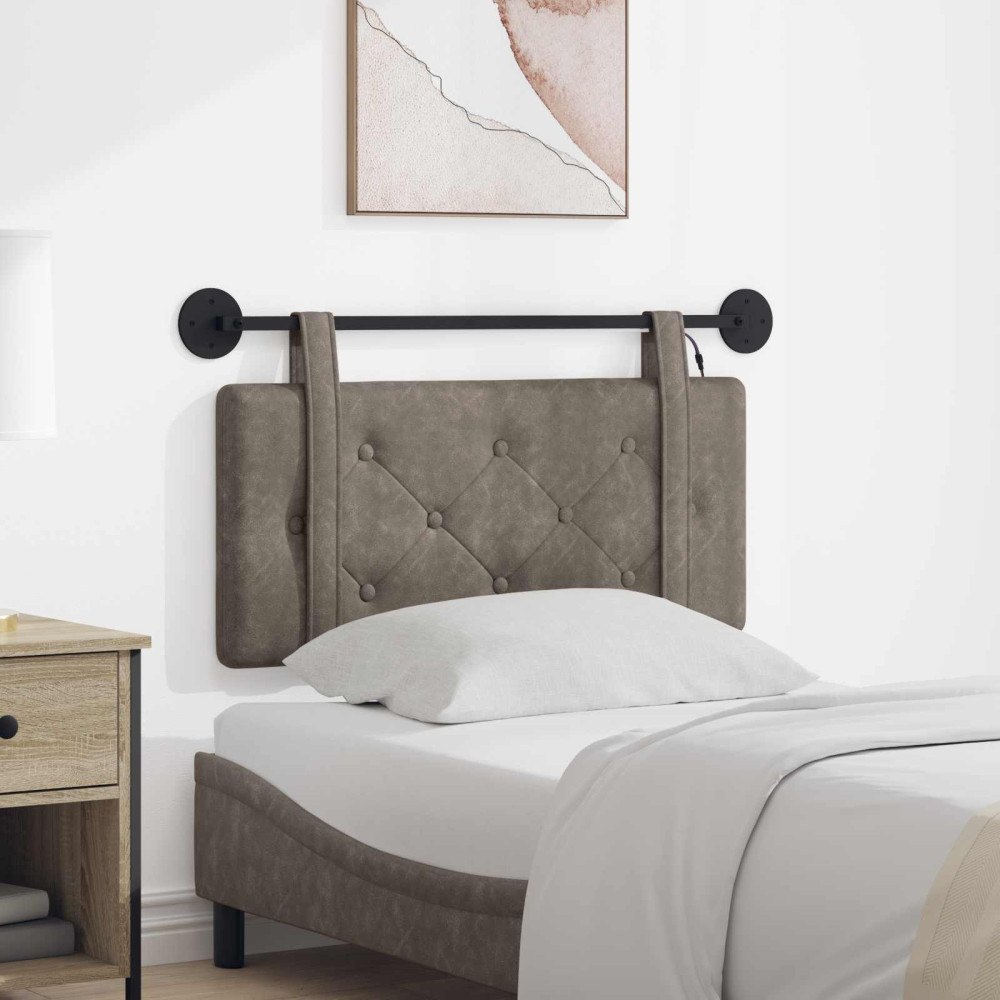 vidaXL Hängande sänggavel Med LED-lampa Grå Antik PU