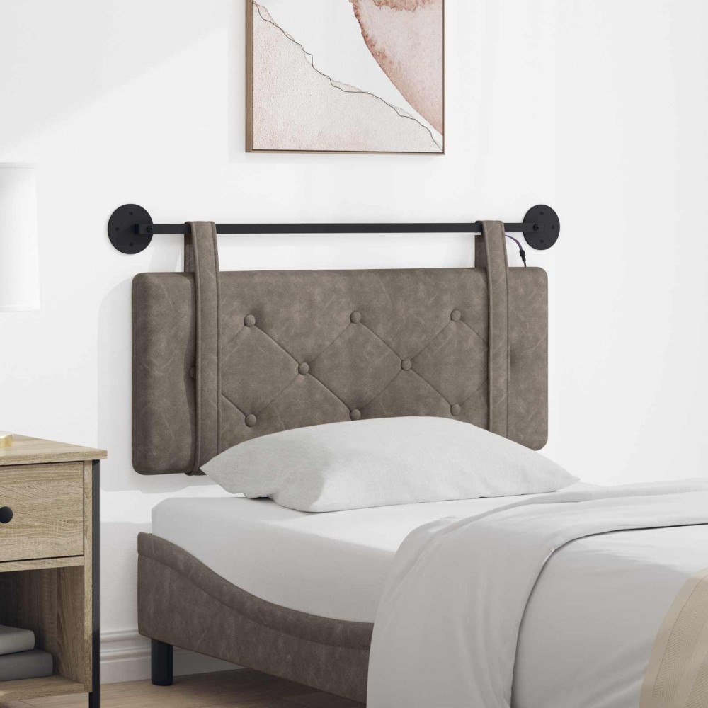 vidaXL Hängande sänggavel Med LED-lampa Grå Antik PU