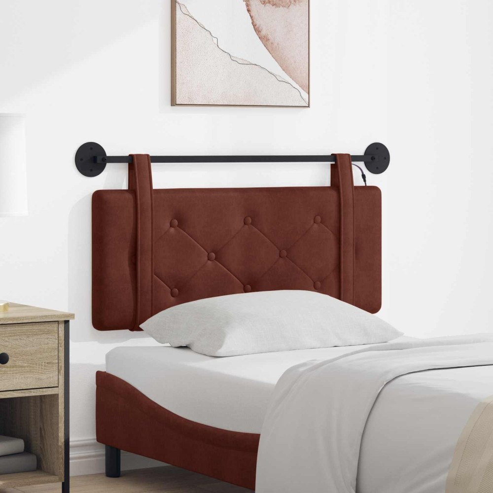 vidaXL Hängande sänggavel Med LED-lampa Skinande Brun Antik PU