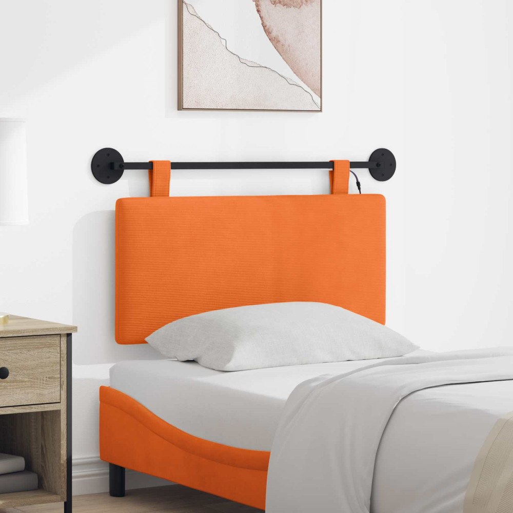 vidaXL Hängande sänggavel Med LED-lampa Orange Kordread tyg