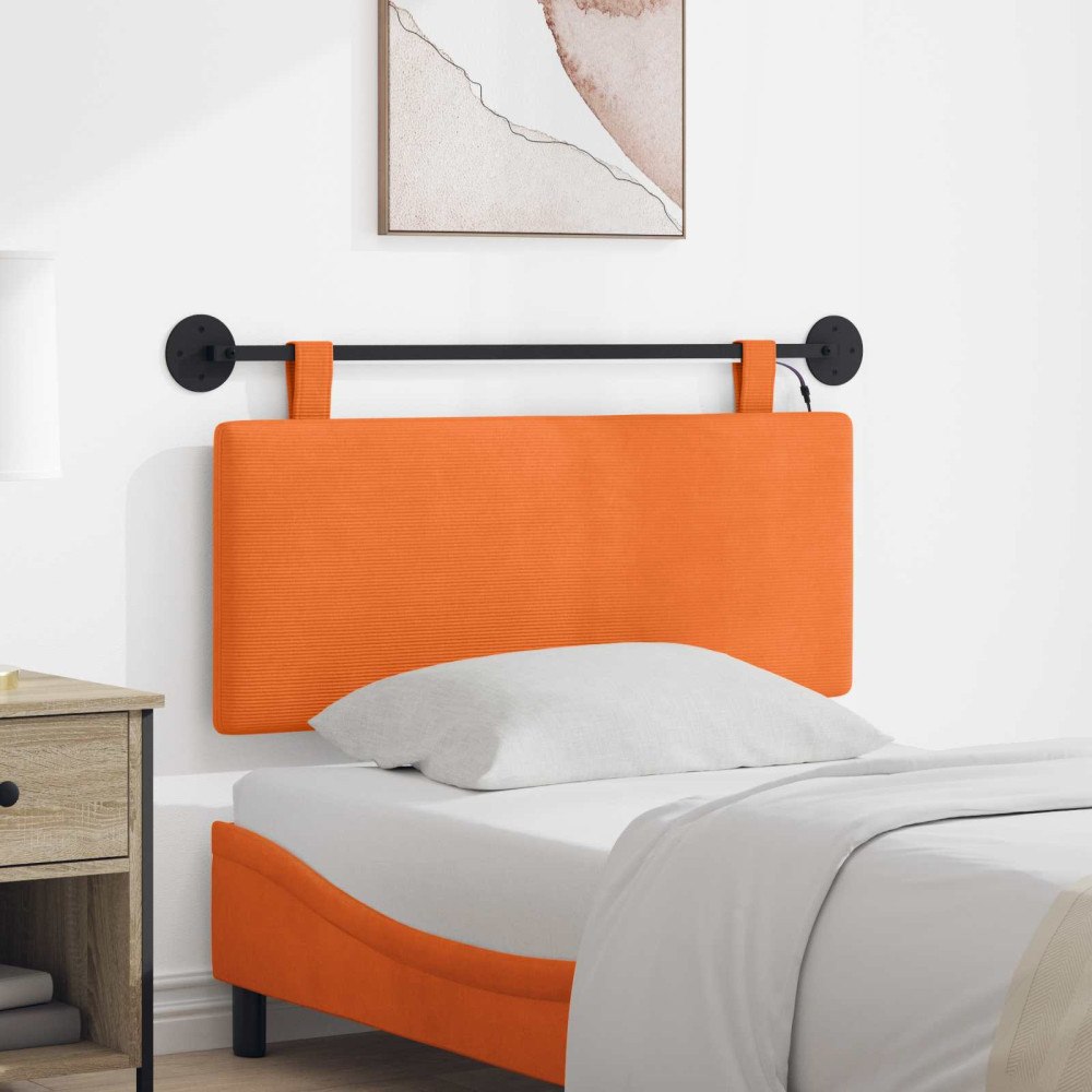 vidaXL Hängande sänggavel Med LED-lampa Orange Kordread tyg