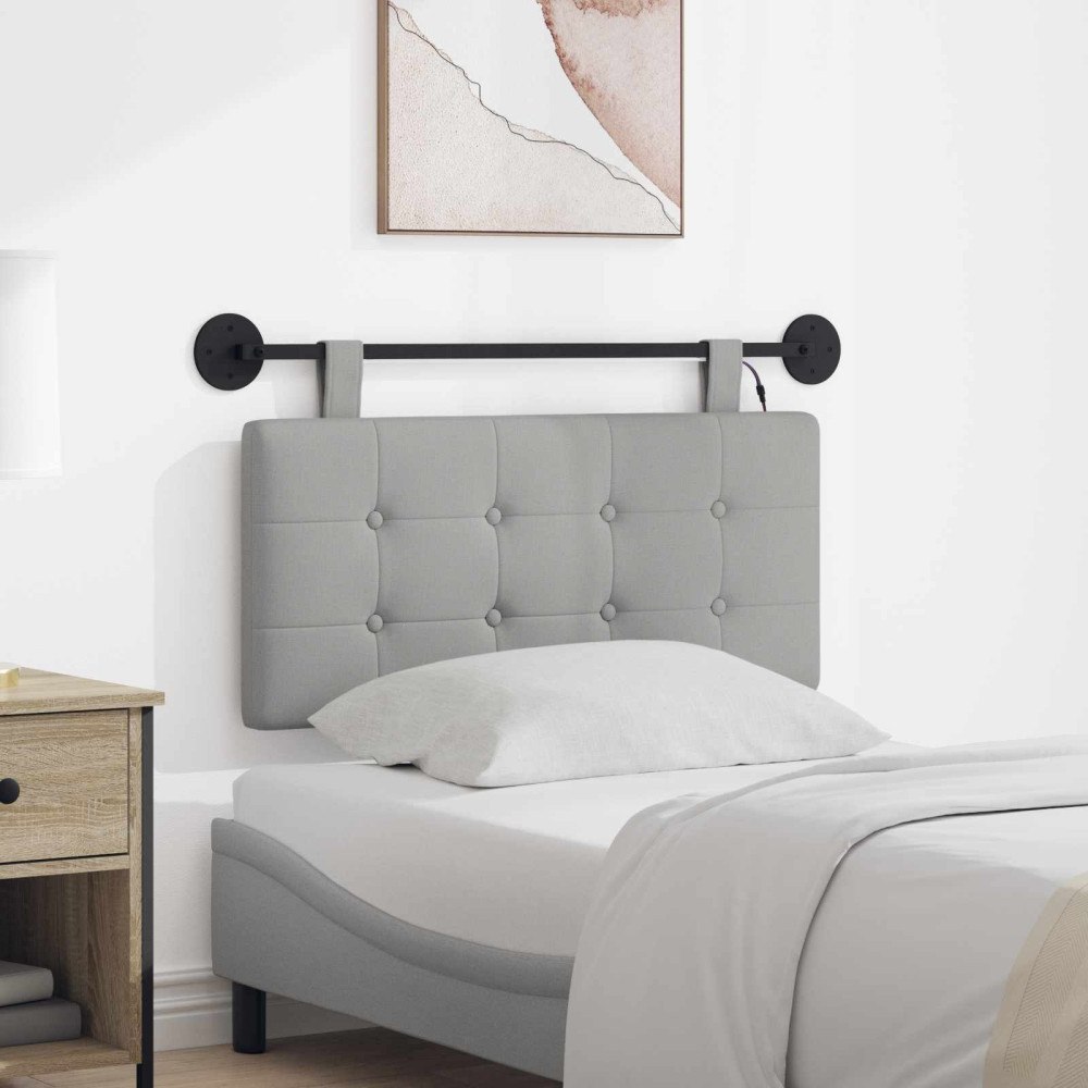 vidaXL Hängande sänggavel Med LED-lampa Moln Grå Tyg