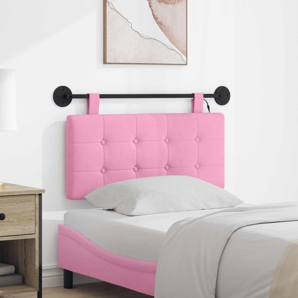 vidaXL Hängande sänggavel Med LED-lampa Rosa Tyg