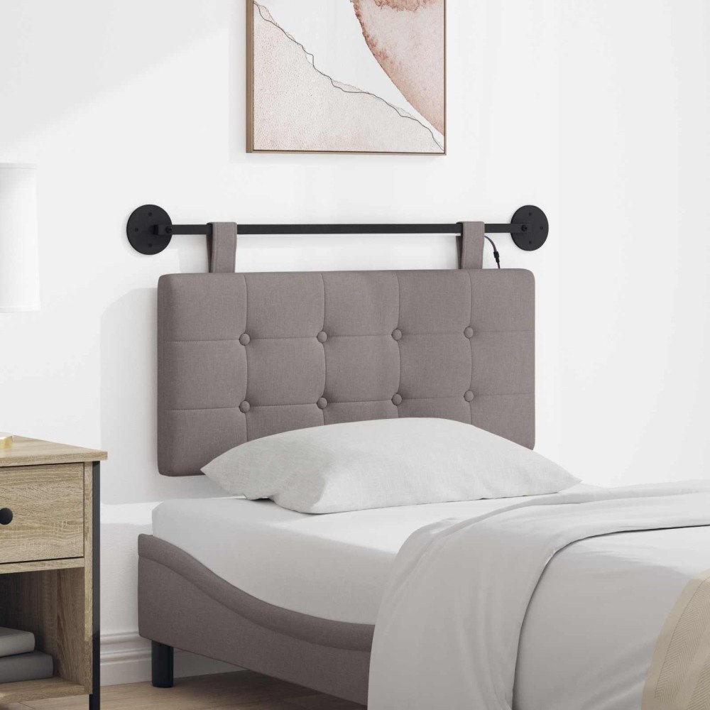 vidaXL Hängande sänggavel Med LED-lampa Taupe Tyg