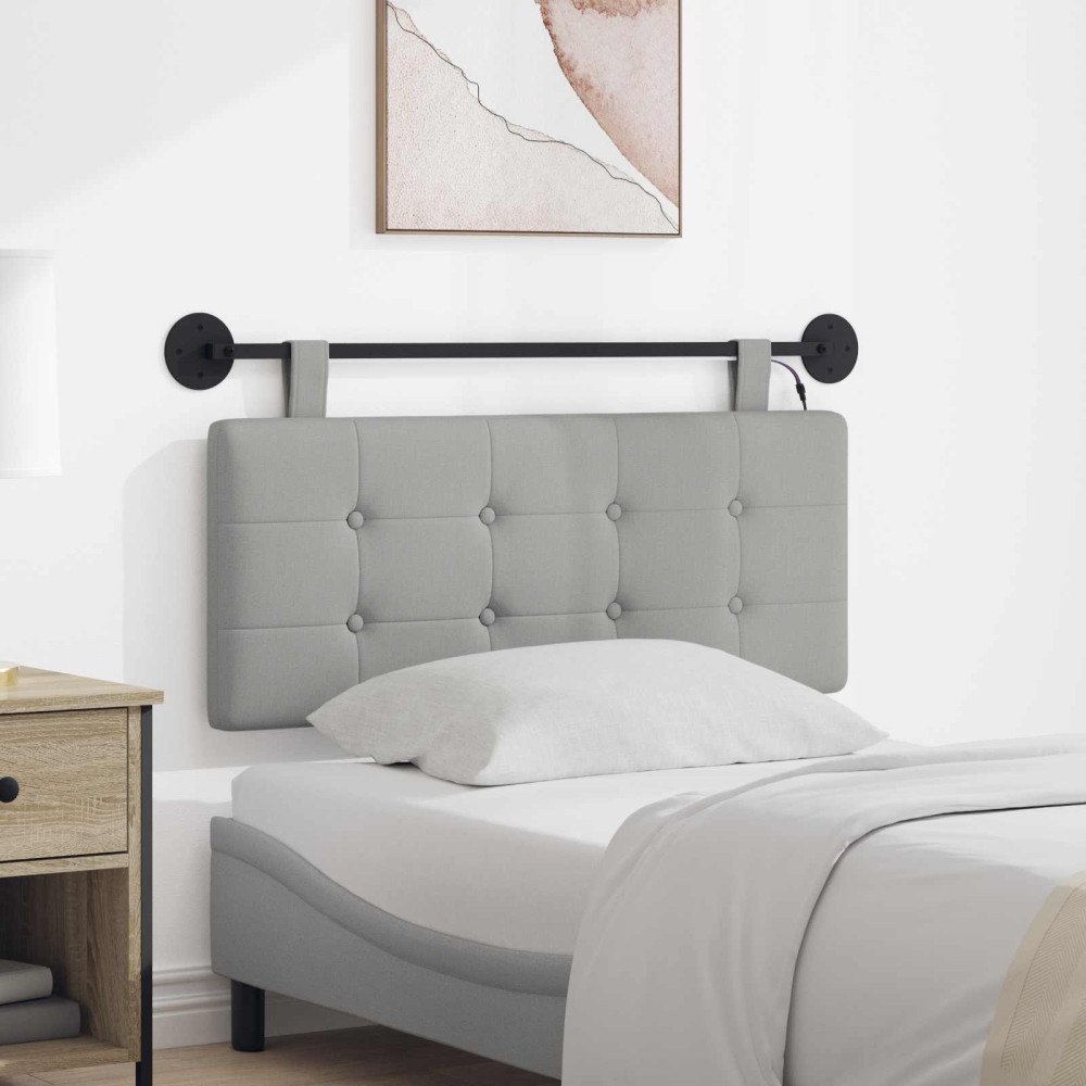vidaXL Hängande sänggavel Med LED-lampa Moln Grå Tyg