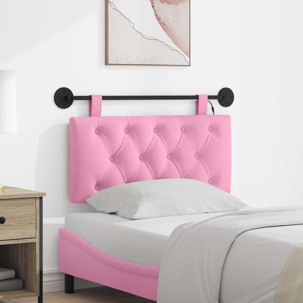 vidaXL Hängande sänggavel Med LED-lampa Rosa Tyg