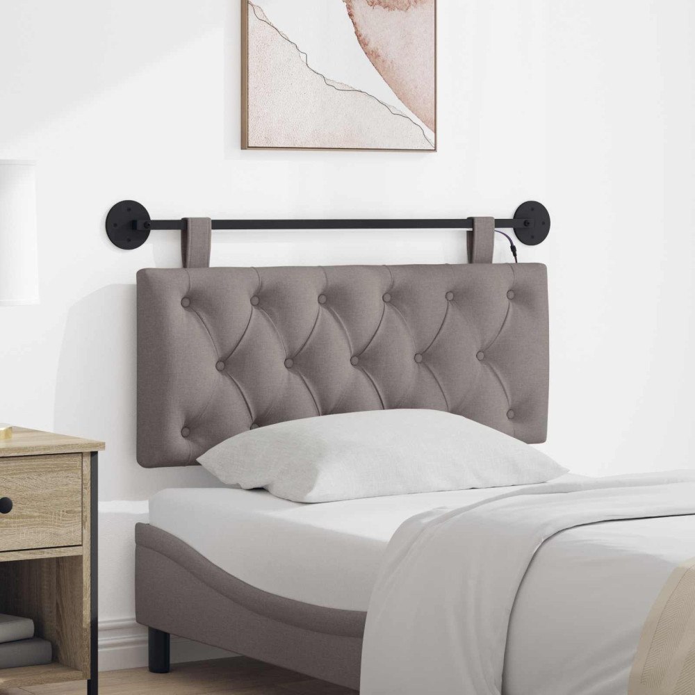 vidaXL Hängande sänggavel Med LED-lampa Taupe Tyg