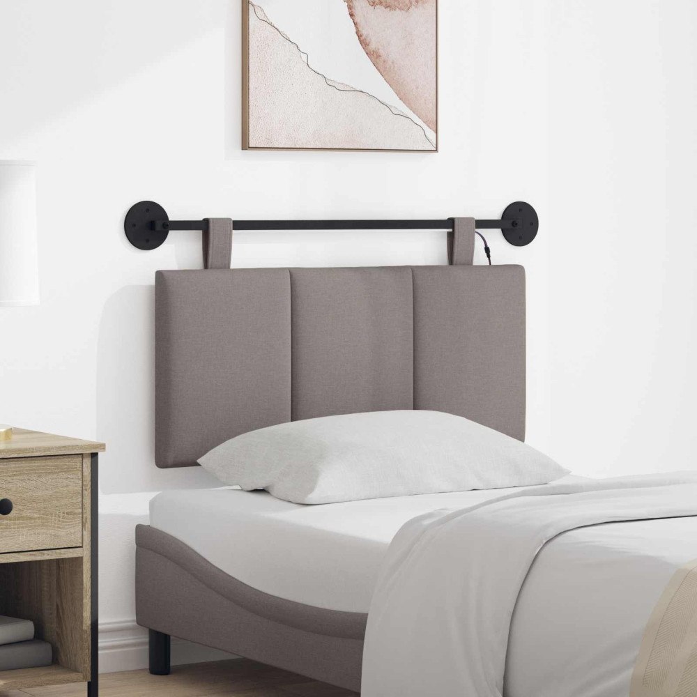 vidaXL Hängande sänggavel Med LED-lampa Taupe Tyg