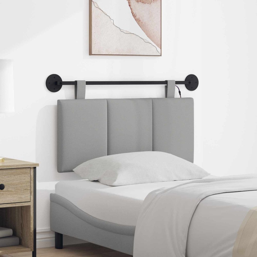 vidaXL Hängande sänggavel Med LED-lampa Moln Grå Tyg