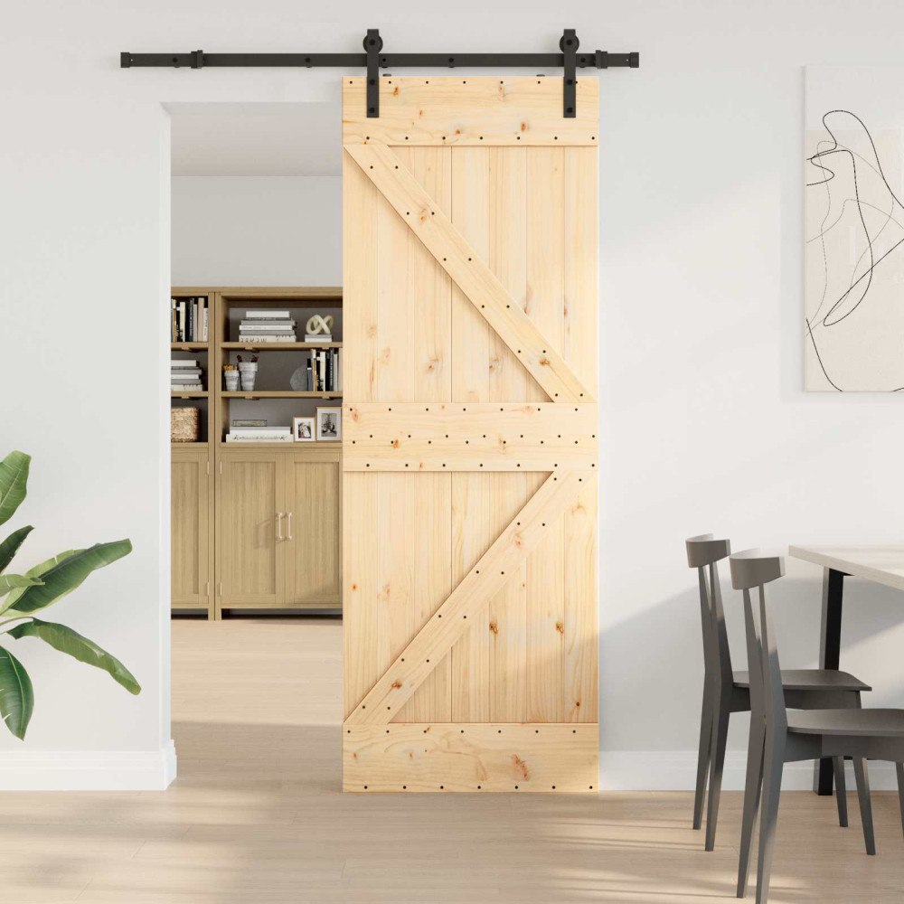 vidaXL Skjutdörr NARVIK Naturlig och svart 70 x 210 cm (152,5 cm)