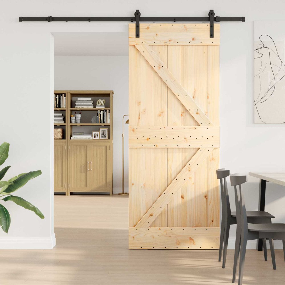 vidaXL Skjutdörr NARVIK Naturlig och svart 85 x 210 cm (213,5 cm)