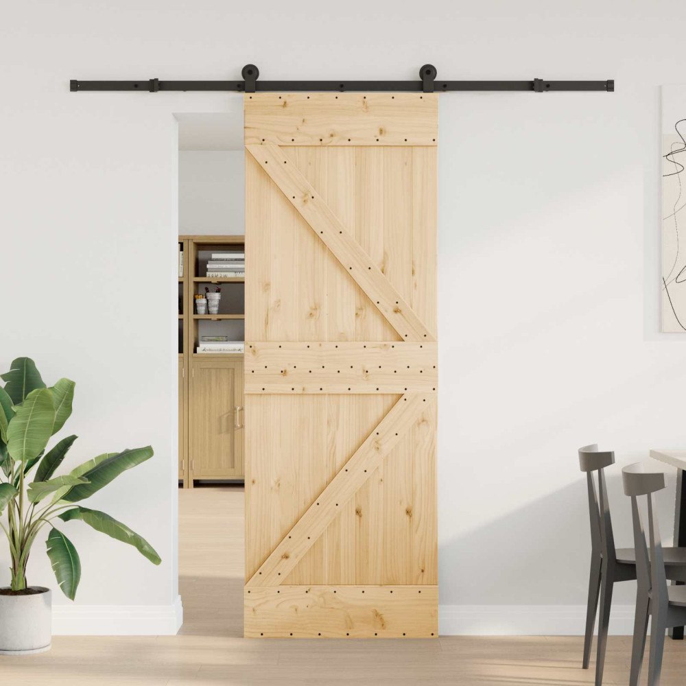 vidaXL Skjutdörr NARVIK Naturlig och svart 70 x 210 cm (213,5 cm)