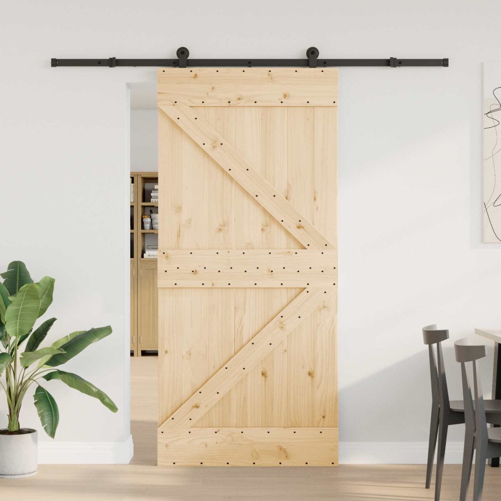 vidaXL Skjutdörr NARVIK Naturlig och svart 95 x 210 cm (213,5 cm)