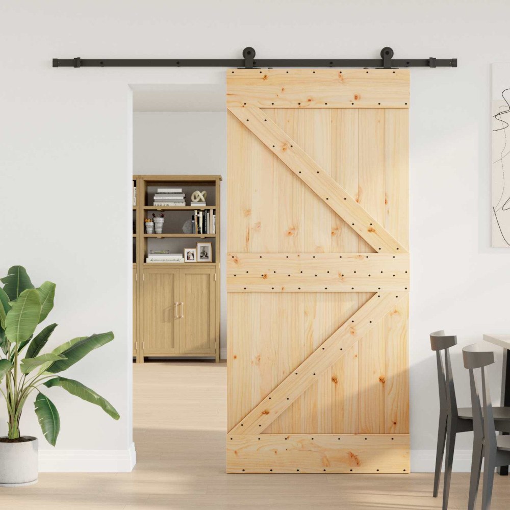 vidaXL Skjutdörr NARVIK Naturlig och svart 100 x 210 cm (213,5 cm)