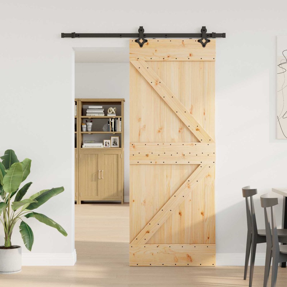 vidaXL Skjutdörr NARVIK Naturlig och svart 80 x 210 cm (152,5 cm)