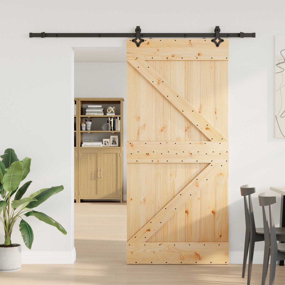vidaXL Skjutdörr NARVIK Naturlig och svart 100 x 210 cm (213,5 cm)