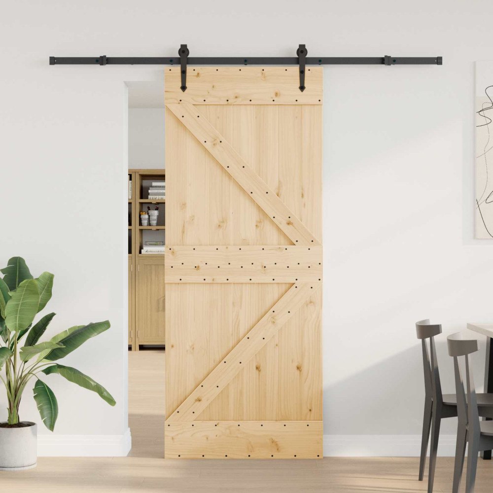 vidaXL Skjutdörr NARVIK Naturlig och svart 85 x 210 cm (213,5 cm)