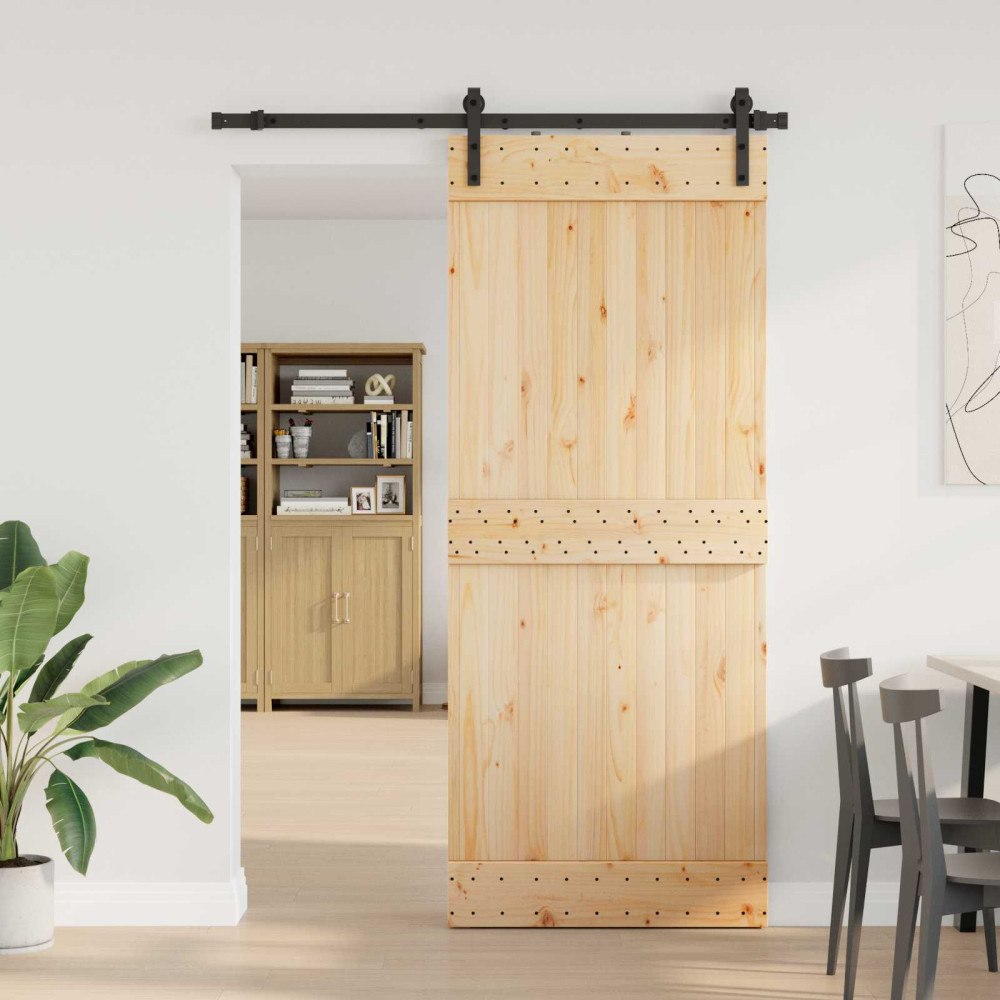 vidaXL Skjutdörr NARVIK Naturlig och svart 85 x 210 cm (152,5 cm)