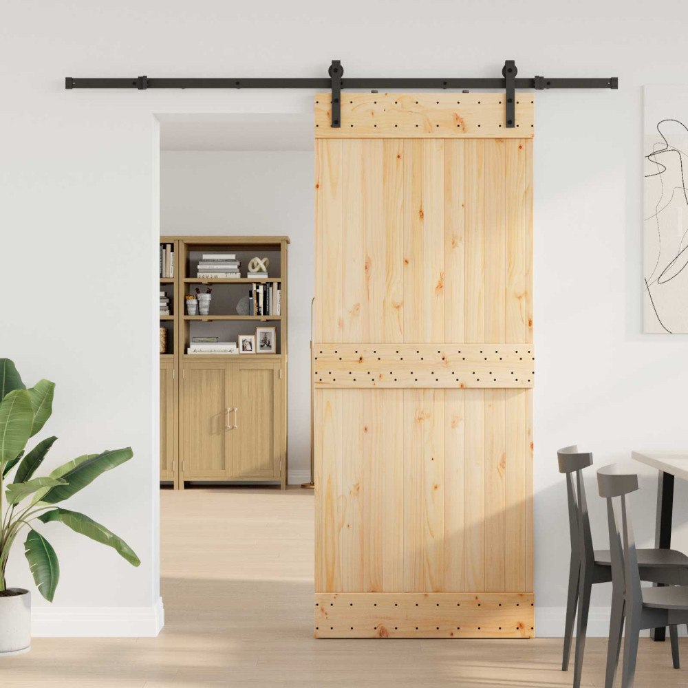 vidaXL Skjutdörr NARVIK Naturlig och svart 85 x 210 cm (213,5 cm)