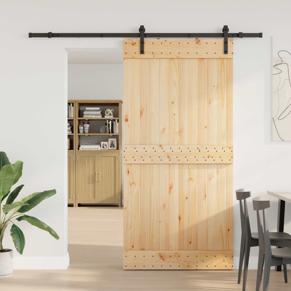 vidaXL Skjutdörr NARVIK Naturlig och svart 100 x 210 cm (213,5 cm)