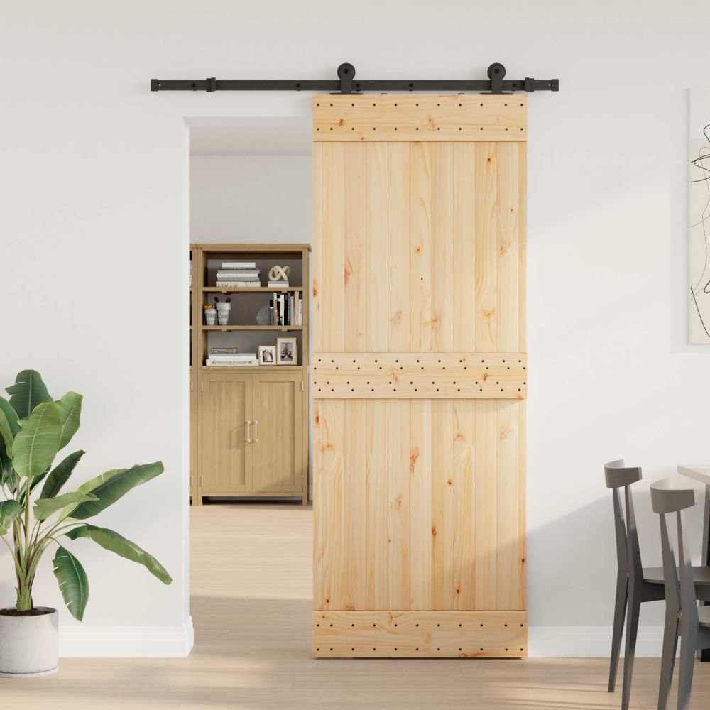 vidaXL Skjutdörr NARVIK Naturlig och svart 80 x 210 cm (152,5 cm)