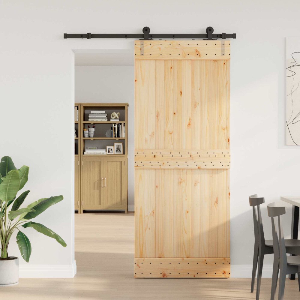 vidaXL Skjutdörr NARVIK Naturlig och svart 85 x 210 cm (152,5 cm)