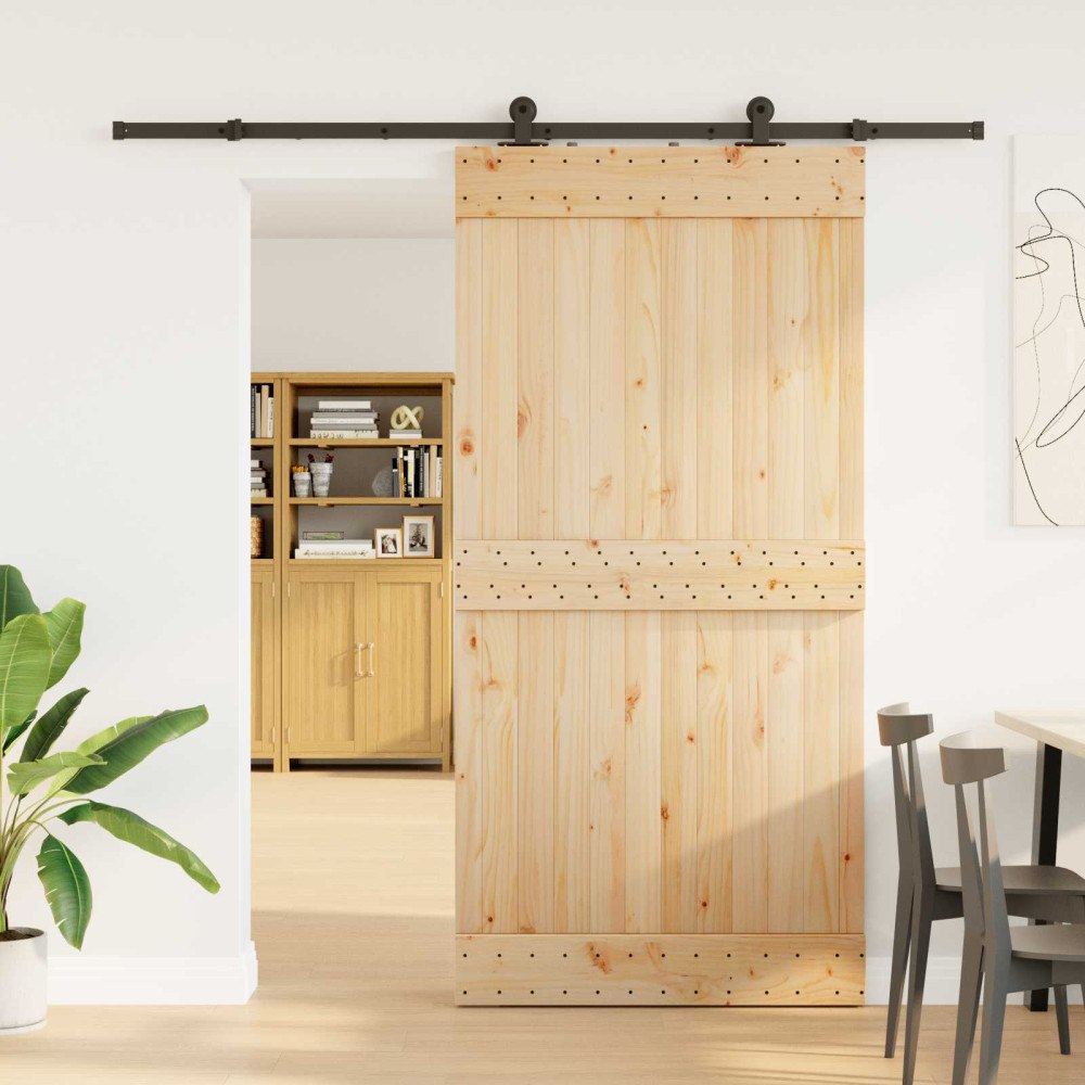 vidaXL Skjutdörr NARVIK Naturlig och svart 100 x 210 cm (213,5 cm)