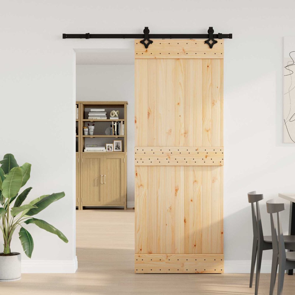 vidaXL Skjutdörr NARVIK Naturlig och svart 80 x 210 cm (152,5 cm)